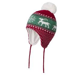 LANGZHEN Hirsch Hut für Mädchen Kleinkind Pom Pom Beanie Kid Winter Hüte Kleinkind Kappe Stricken Warme Mützen Mützen für Baby Jungen Mädchen (Hirsch-Rot, M(48-50CM/18.9"-19.69")) von LANGZHEN