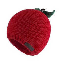 LANGZHEN Kleinkind Jungen Mädchen Winter Hut Strickmütze Mütze für Herbst Kinder Baby Cut Warme Kappe (Red Apple, 48-50CM) von LANGZHEN