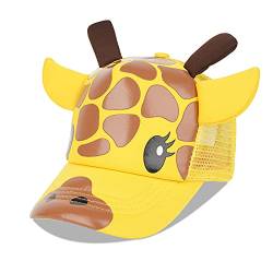 LANGZHEN Kleinkind Nette Tier Baseball Cap Einstellbare Kinder Outdoor Sonnenhüte Baby Mesh Back Cap für Jungen und Mädchen (M-Giraffe) von LANGZHEN