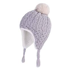 LANGZHEN Kleinkind Pom Pom Beanie Kid Winter Hüte Kleinkind Cap Stricken Warme Mützen Mützen für Baby Jungen Mädchen (grau,6-12 Monate) von LANGZHEN