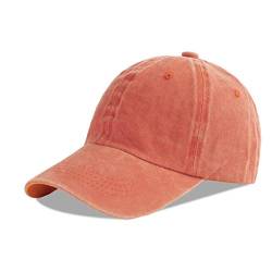 LANGZHEN Unisex Baseball Cap 100% Baumwolle Fits Männer Frauen Washed Denim Einstellbare Papa Hut (Orange, Large) von LANGZHEN