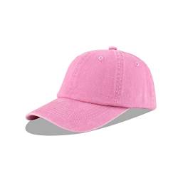 LANGZHEN Unisex Baseball Cap 100% Baumwolle Fits Männer Frauen Washed Denim Einstellbare Papa Hut (Pink, Large) von LANGZHEN
