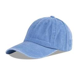 LANGZHEN Unisex Baseball Cap 100% Baumwolle Fits Männer Frauen Washed Denim Einstellbare Papa Hut (Sky Blue, One Size) von LANGZHEN