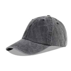 LANGZHEN Unisex Baseball Cap 100% Baumwolle Fits Männer Frauen Washed Denim Verstellbare Dad Hat (Schwarz) von LANGZHEN