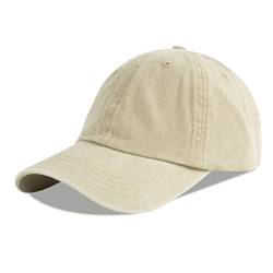 LANGZHEN Unisex Baseball Cap 100% Baumwolle Fits Männer Frauen Washed Denim Verstellbare Papa Hut (Khaki) von LANGZHEN