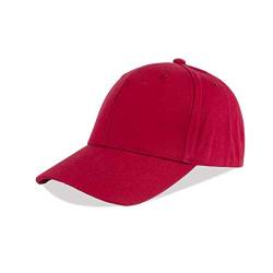 LANGZHEN Unisex-Baseballkappe aus 100 % Baumwolle, passt für Männer und Frauen, gewaschenes Denim, verstellbare Dad-Mütze - Rot - Einheitsgröße von LANGZHEN