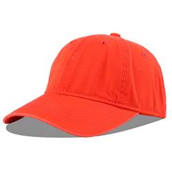 LANGZHEN Unisex Vintage gewaschen Distressed Baumwolle Einstellbare Solid Dad Hut, Gewaschene Klassische Baseball Cap für Männer Frauen (Orange) von LANGZHEN