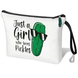 Kosmetiktasche mit Aufschrift "Just A Girl Who Loves Pickle", Geschenk für Gurkenliebhaber, Pickle, Weiße Gurken als Geschenk, Modisches Design von LANJU