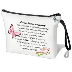 LANJU Make-up-Tasche mit rosa Schmetterlingen, Weiß / Rosa Schmetterling, Modisches Design von LANJU