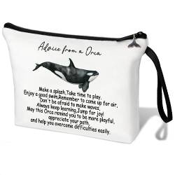 Orca Make-up-Tasche Orca Geschenk für Frauen Orca Kosmetiktasche Orca Inspirierendes Geschenk Just a Girl Who Loves Orca Stuff Orca Tail Charm Orca Kosmetiktasche Orca Liebhaber Geschenk, Weiße Orca von LANJU