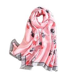 Silk Scarf Women Shawl Leaf Scarf Stain Neckerchief Head Wrap Thin Scarf Ladies Beach Scarf Vintage Bridal Shawl Chiffon Scarf Muslim Colorful Cloth Christmas Decorations Scarf Pink von LANKEE