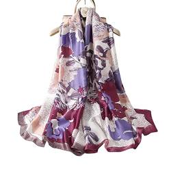 Silk scarf Women Shawl Purple Scarf Stain Neckerchief Head Wrap Thin Scarf Ladies Beach Shawl Vintage Bridal Chiffon Scarf Muslim Colorful Cloth Christmas Decorations Scarf Belt von LANKEE