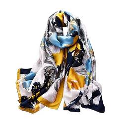 Silk scarf Women Shawl Yellow Scarf Stain Neckerchief Head Wrap Thin Scarf Ladies Beach Shawl Vintage Bridal Chiffon Scarf Muslim Colorful Cloth Christmas Decorations Scarf Belt von LANKEE