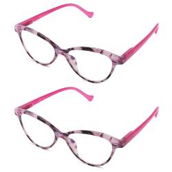 LANLANG 2er-Pack Blaulichtfilter Lesebrille 2,5 für Damen, Anti Eyestrain Anti UV Lesebrille mit 1,0-4,0 Dioptrien L-L014, 2,5 Dioptrien von LANLANG