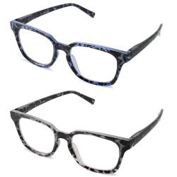 LANLANG 2er-Pack Lesebrillen 1,5 für herren damen, Blaulicht-blockierende Brille, Anti-Blau-Computerbrille, 2 Farben, einschließlich 0–4,0 Dioptrien L-L013, 1,5 Dioptrien von LANLANG