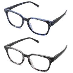LANLANG 2er-Pack Lesebrillen 2,0 für herren damen, Blaulicht-blockierende Brille, Anti-Blau-Computerbrille, 2 Farben, einschließlich 0–4,0 Dioptrien L-L013, 2,0 Dioptrien von LANLANG