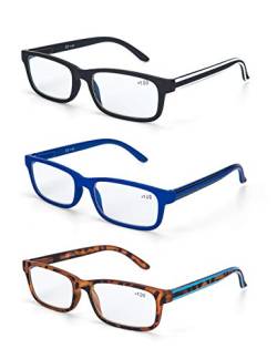 LANLANG Blaulichtfilter Brille 3er Pack Lesebrille 2,5 für herren Anti-Blaulicht Brille Anti Augenbelastung 3 Farben einschließlich 2,5 Dioptrien von LANLANG