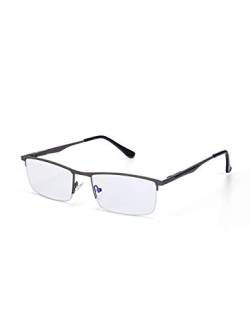 LANLANG Blaulichtfilter Brille für Damen und Herren mit Metall und rundem Rahmen Anti-Eyestrain-Blaulichtfilter-Computerbrille 0 Dioptrien LL-011-C1 von LANLANG