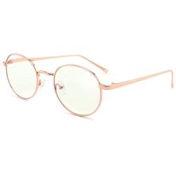 LANLANG Blaulichtfilter Brille für herren damen, Anti Eyestrain UV400, Metall, Anti-Augen-Ermüdung, Gold, Rund, Leicht, ME-001-Gold,0 Dioptrien von LANLANG