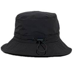 LANLYLGQ Regenhut Fischerhut Bucket Hut Unisex Herren Damen Schnell Trocken Sonnenhut Wasserdicht Eimmerhut (Schwarz) von LANLYLGQ