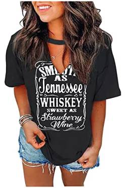 Country Music T-Shirt für Frauen, Freunde, Tennessee, Whiskey, Erdbeere, Wein, Tee, schwarz 2, XX-Large von LANMERTREE