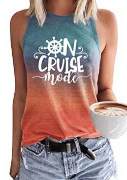 On Cruise Time Kokosnussbaum Tank Tops für Frauen Sommer Urlaub Ärmellose Hemden Casual Beach Praty Grafik Tees Weste, Blau1, Groß von LANMERTREE
