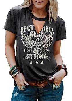 Smooth As Tennessee Damen Vintage Country Shirts Nashville Country Concert T-Shirt Sommer Casual Retro Grafik Tees Top, Dunkelgrau2, X-Groß von LANMERTREE