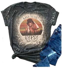 Vintage T-Shirt für Damen, Back to The Gypsy That I was Stevie Shirt Nicks Graphic Music Tees Shirt Rock Band Tops Bluse, Grau (1), Groß von LANMERTREE