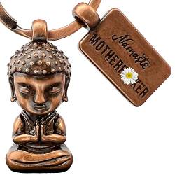 LANOLU Schlüsselanhänger Buddha, Geschenk für Yoga Fans - Namastee meditations deko, Glücksbringer Buddhismus Anhänger für mehr Gelassenheit - Yoga Figur von LANOLU