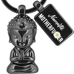 LANOLU Schlüsselanhänger Buddha, Geschenk für Yoga Fans - Namastee meditations deko, Glücksbringer Buddhismus Anhänger für mehr Gelassenheit - Yoga Figur von LANOLU