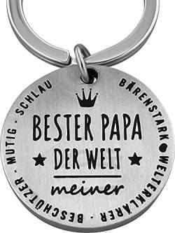 LANOLU Schlüsselanhänger Papa, Anhänger bester Papa Schlüsselanhänger Vatertag, bester Papa Geschenke, Vater Glücksbringer, Vatertagsgeschenk Schlüsselanhänger Metall mit Gravur von LANOLU