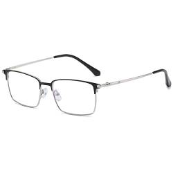 LANOMI Blaulichtfilter Lesebrille Herren Damen Rechteck Metall Rahmen Lesehilfe Sehhilfe Computer Anti Rays Brillen mit Stärke Silber 2.0 von LANOMI