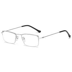 LANOMI Halbrand Metall Lesebrille Gleitsichtbrille Blaulichtfilter Schmale Progressives Multifokal Lesehilfe Ultraleicht Brille Silber(Blaulichtfilter) 2.5 von LANOMI