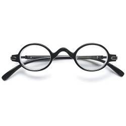 LANOMI Kleine Runde Lesebrille Damen Herren Vintage Lesehilfe Sehhilfe Federscharnier Oval Nerd Brillen mit Sehstärke Schwarz 2.0 von LANOMI
