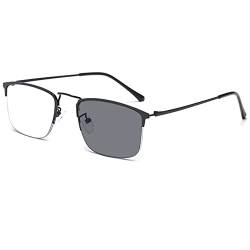 LANOMI Photochrome Lesebrille Sonnenbrille Blaulichtfilter Damen Herren Titan Halbrahmen Leichtgewicht Outdoor Lesehilfe UV400 Schutz Brille Sonnenbrille Schwarz 1.0 von LANOMI