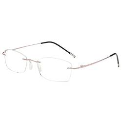 LANOMI Randlos Lesebrille Blaulichtfilter Herren Damen Ultra Leicht Metall Rahmenlose Lesehilfe Sehhilfe Klassische Anti blaue Brille mit Stärke Roségold 4.0 von LANOMI