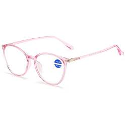 LANOMI Runden Lesebrille Blaulichtfilter Damen Herren Licht TR90 Rahmen Computer Lesehilfe Mode Cateye Brille mit Stärke Rosa 2.5 von LANOMI