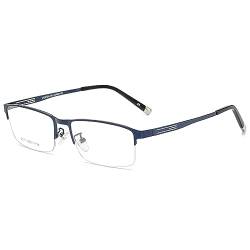LANOMI Selbsttönende Computerbrille Blaulichtfilter Photochromic Brille für Herren Damen UV Schutz Metall Halbrahmen Rechteck Brillenfassungen Ohne Stärke Blau (Blaulichtfilter) von LANOMI