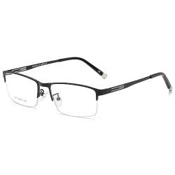 LANOMI Selbsttönende Computerbrille Blaulichtfilter Photochromic Brille für Herren Damen UV Schutz Metall Halbrahmen Rechteck Brillenfassungen Ohne Stärke Schwarz (Blaulichtfilter) von LANOMI