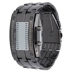 LANTRO JS Exquisite Fashion Herren-LED-Armbanduhr Mit Binärer Zeitmodusanzeige, wasserdichte Legierung Für Herren(Grau) von LANTRO JS