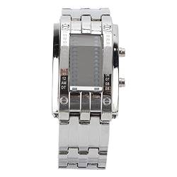 LANTRO JS Exquisite Fashion Herren-LED-Armbanduhr Mit Binärer Zeitmodusanzeige, wasserdichte Legierung Für Herren(Silber) von LANTRO JS