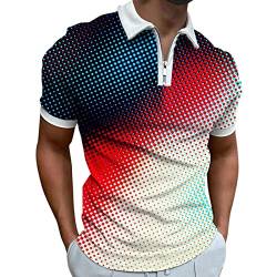 Poloshirt Herren Polo Shirts T Shirt Golf Poloshirts Hemd Langarm Slim Fit Kurzarm Style Vintage Club Color Retro Zipper 3XL Piqué XXXL Sport Muscle Pique Descente Weißes Custom Mit von LAOFU