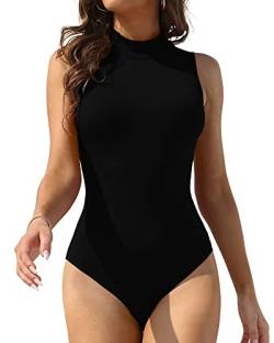 LAOLASI Damen Rollkragen-Body mit hohem Halsausschnitt und langen Ärmeln, schmale Passform, lässig, sexy, Basic Extender Bodysuit für den täglichen Gebrauch - - X-Small von LAOLASI