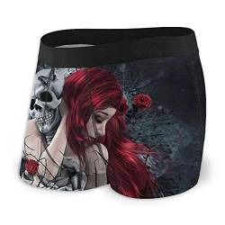 Herren Boxershorts mit Totenkopf-Motiv, atmungsaktiv, weich, sexy Unterwäsche für Männer und Jungen, Schwarz , XXL von LAOLUCKY