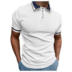 LAOSU Poloshirt für Herren, Hemd, Henley, T-Shirt, Polo, rotes Polo, Herrenhemd, ohne Ärmel, Rollkragen, Hemd, günstiges Markenpolo, weißes Poloshirt, langärmlig, Herren, Retro-Poloshirt, Weiß-B., 56 von LAOSU
