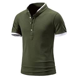 Poloshirt Herren Polo Shirts Marineblau Elegante Blake Italienische Segel Oberster Knopf Leichte Braunes Ältere Rettungsdienst Slam Kontrastkragen Dunkelblaues Exklusive Extra Langärmlig von LAOSU