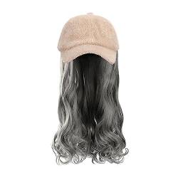 Perücken für Frauen Abnehmbare Hut-Perücke for Damen, warme Mode, Herbst- und Wintersaison, unverzichtbare synthetische lange lockige Haar-Hut-Perücke Perückenkappen für Damen (Color : 12) von LAPADULA