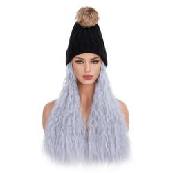 Perücken für Frauen Exquisite und schöne Damen-Mütze mit langem, lockigem Haar, gewellt, flauschig, for den Winter, warme Wolle, natürlicher realistischer Perückenhut Perückenkappen für Damen (Color von LAPADULA