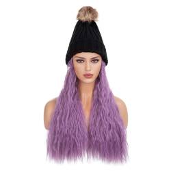 Perücken für Frauen Exquisite und schöne Damen-Mütze mit langem, lockigem Haar, gewellt, flauschig, for den Winter, warme Wolle, natürlicher realistischer Perückenhut Perückenkappen für Damen (Color von LAPADULA