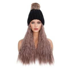 Perücken für Frauen Exquisite und schöne Damen-Mütze mit langem, lockigem Haar, gewellt, flauschig, for den Winter, warme Wolle, natürlicher realistischer Perückenhut Perückenkappen für Damen (Color von LAPADULA